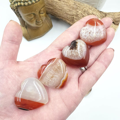 Drusy Carnelian Crystal Hearts – Confidence, Passion & Positive Energy Crystal, 3-4cm
