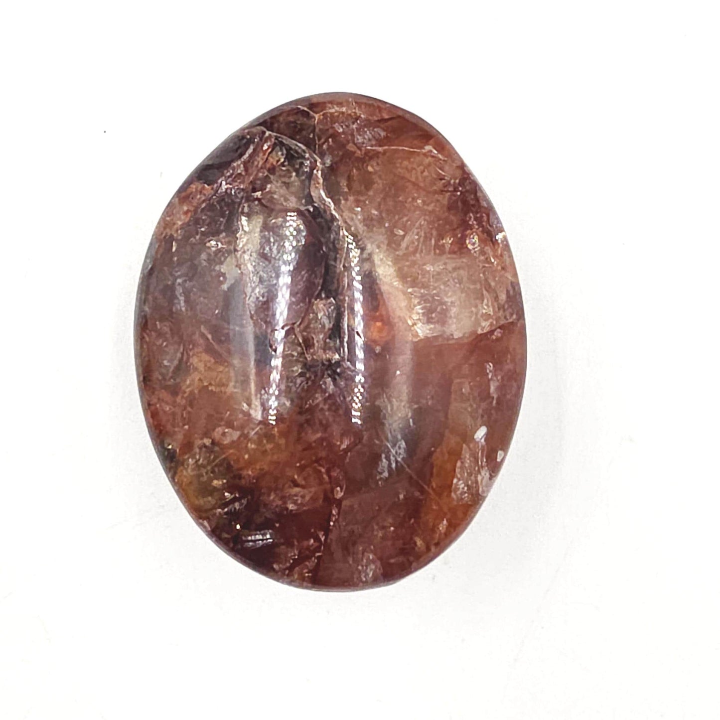 Flashy Large Fire Quartz (Hematoid) Palm Stone – Confidence & Grounding Crystal, 130g