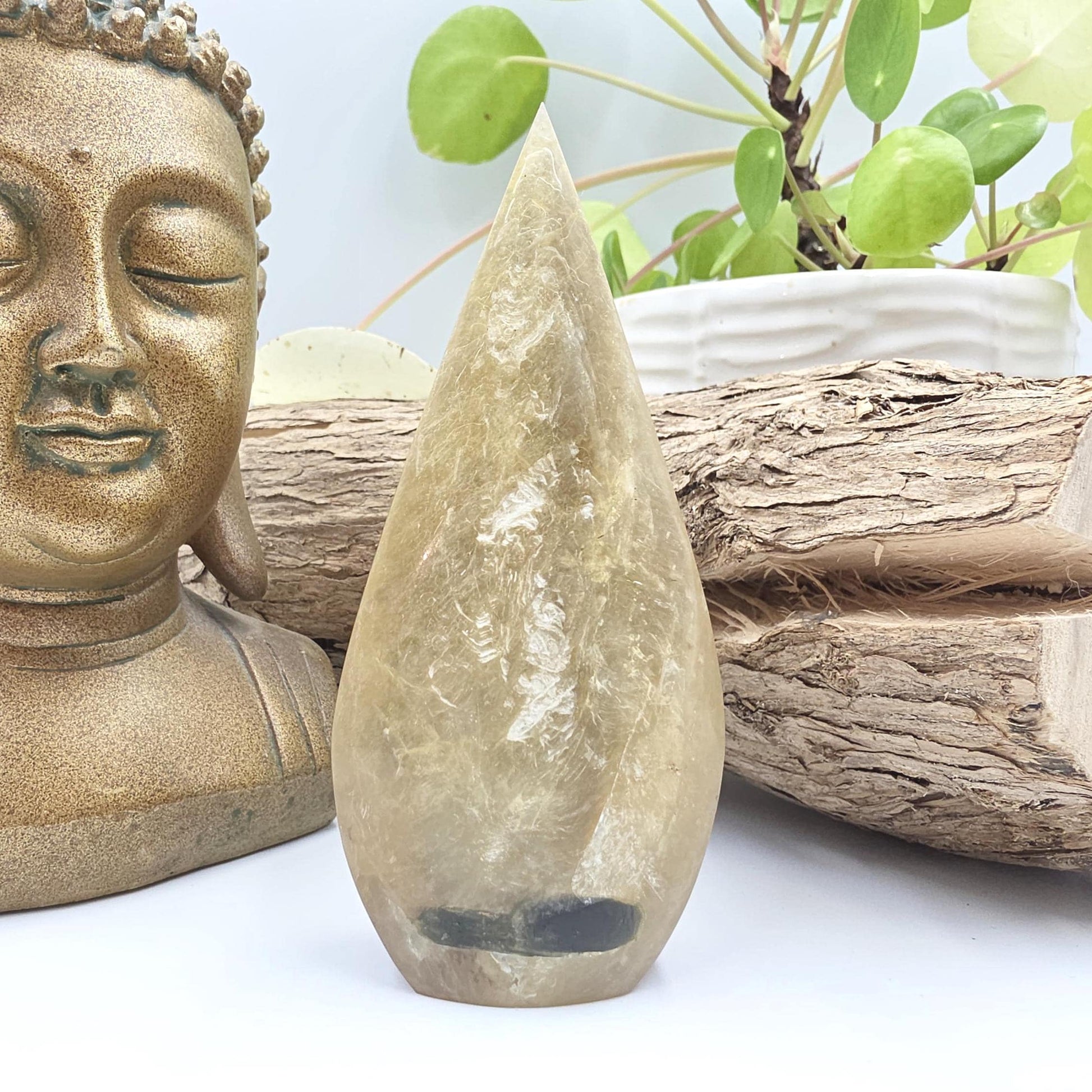 Flashy Golden Mica (Muscovite) Freeform with Green Mica Inclusion – Confidence & Growth Crystal, 140g