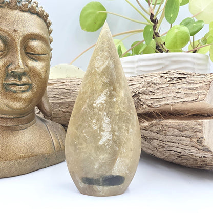 Flashy Golden Mica (Muscovite) Freeform with Green Mica Inclusion – Confidence & Growth Crystal, 140g