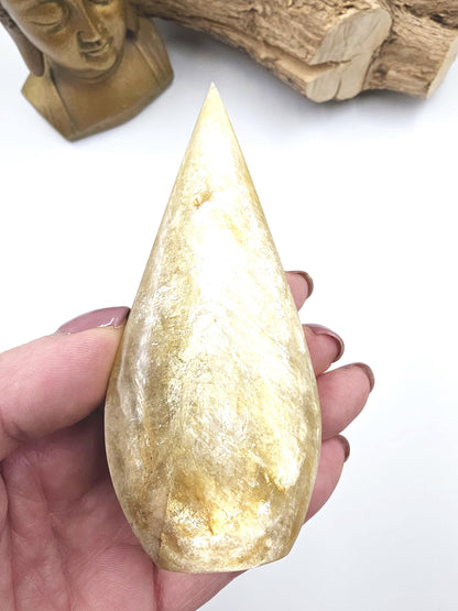 Flashy Golden Mica (Muscovite) Freeform with Green Mica Inclusion – Confidence & Growth Crystal, 140g