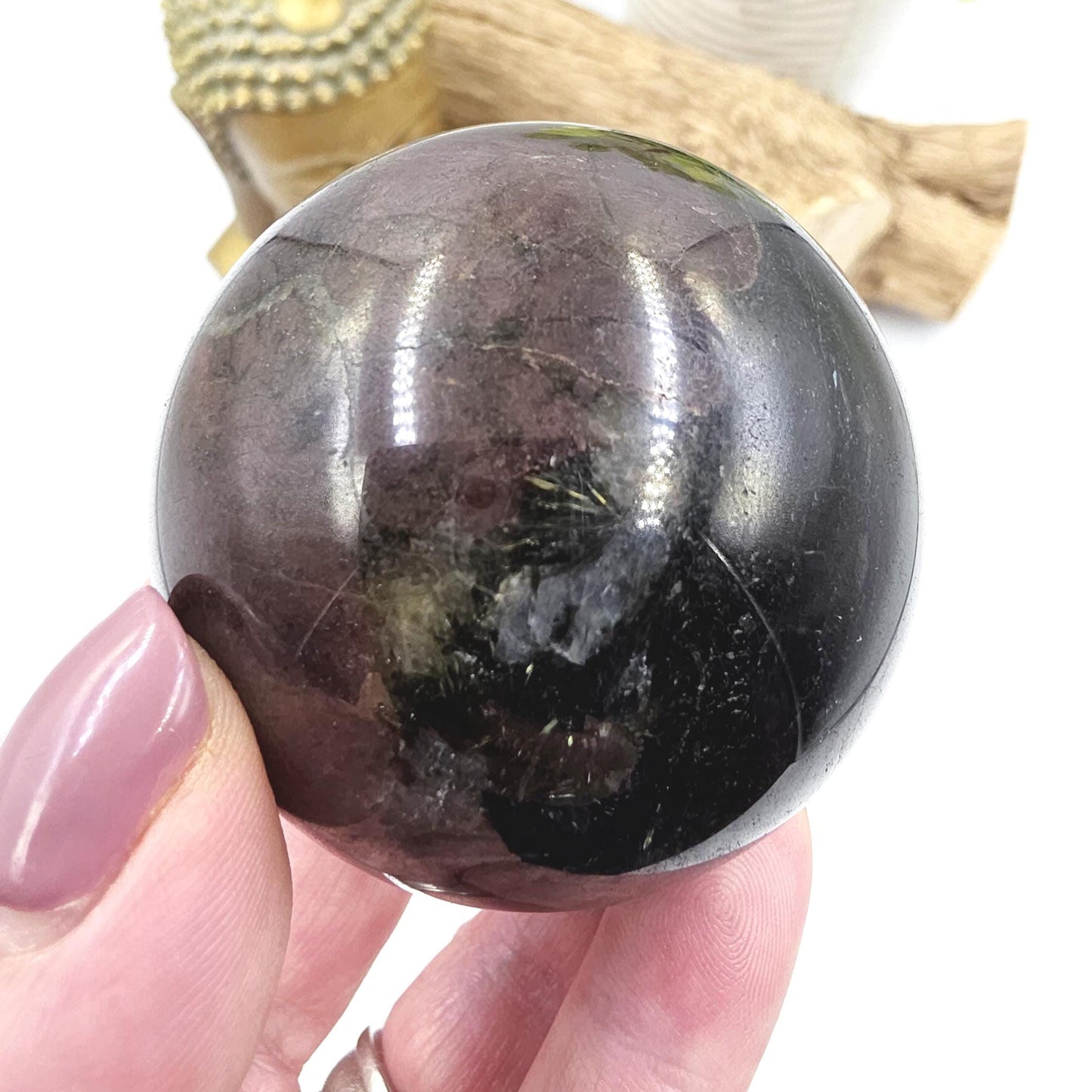 Flashy Astrophyllite & Garnet Sphere – Transformation, Strength and Spiritual Growth Crystal, 57mm
