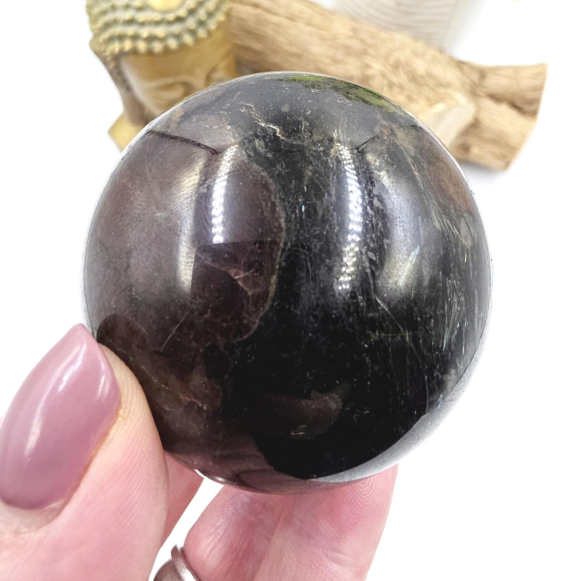 Flashy Astrophyllite & Garnet Sphere – Transformation, Strength and Spiritual Growth Crystal, 57mm