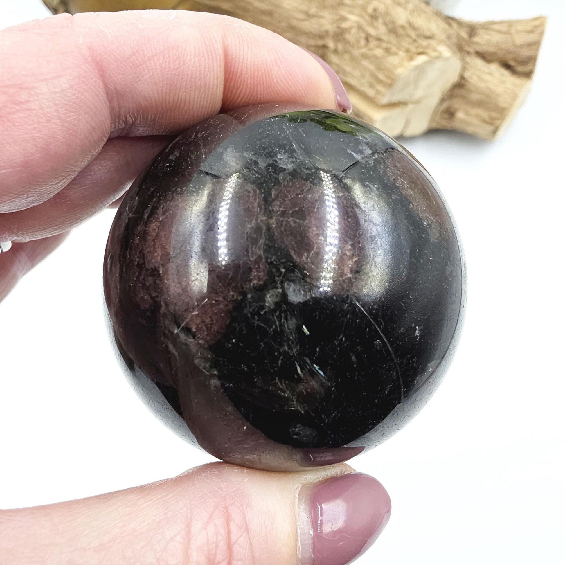 Flashy Astrophyllite & Garnet Sphere – Transformation, Strength and Spiritual Growth Crystal, 57mm