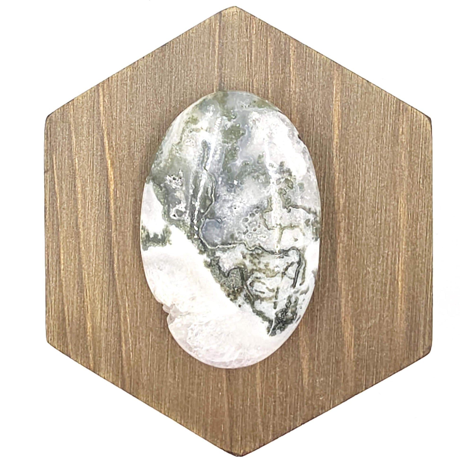 Drusy Moss Agate Palm Stone – Grounding & Growth Healing Crystal, 40g