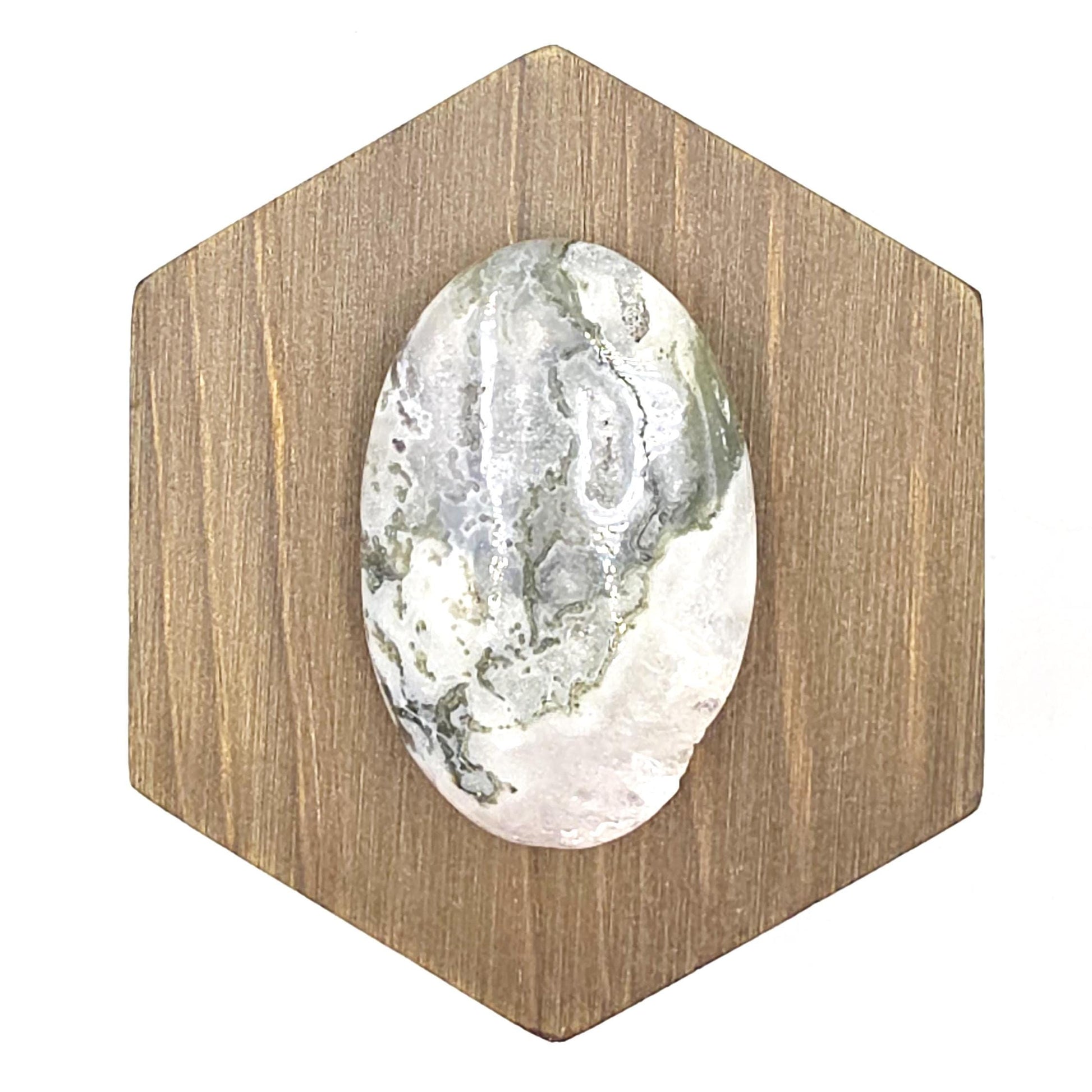 Drusy Moss Agate Palm Stone – Grounding & Growth Healing Crystal, 40g
