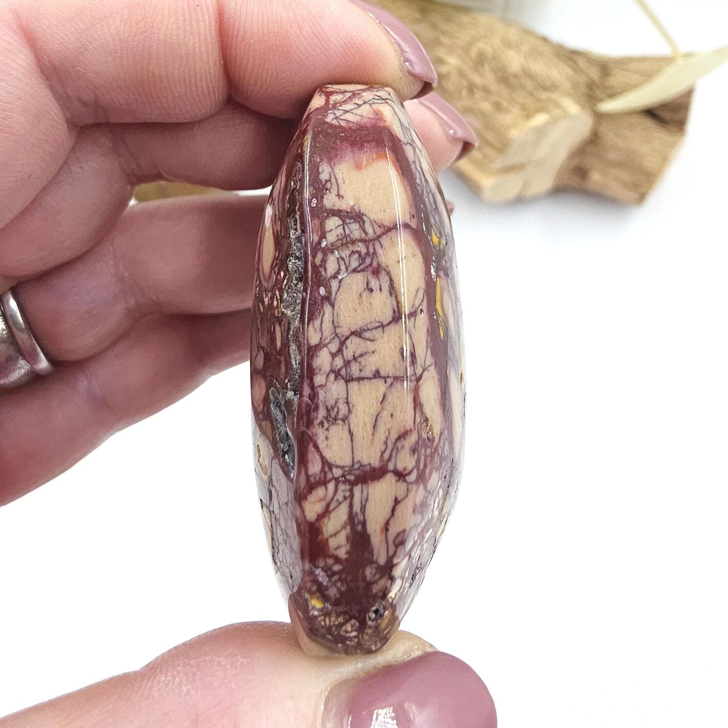 Mookaite Jasper Palm Stone – Strength, Grounding & Emotional Balance Crystal, 80g