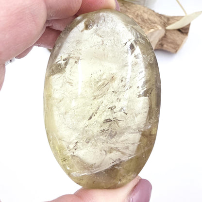 Large Citrine Palm Stone with Rainbows – Abundance, Confidence & Solar Plexus Energy Crystal, 145g