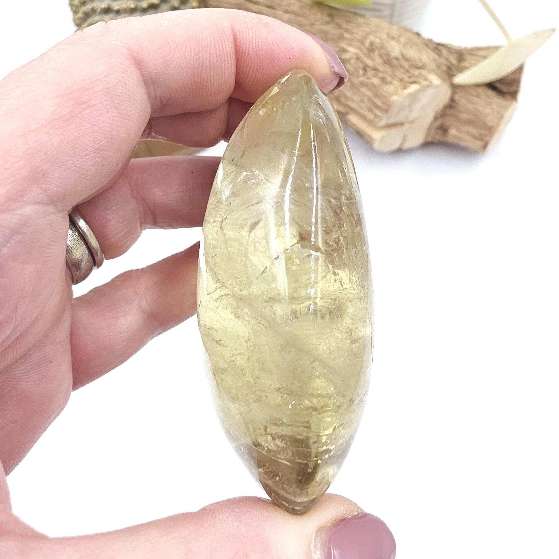 Large Citrine Palm Stone with Rainbows – Abundance, Confidence & Solar Plexus Energy Crystal, 145g