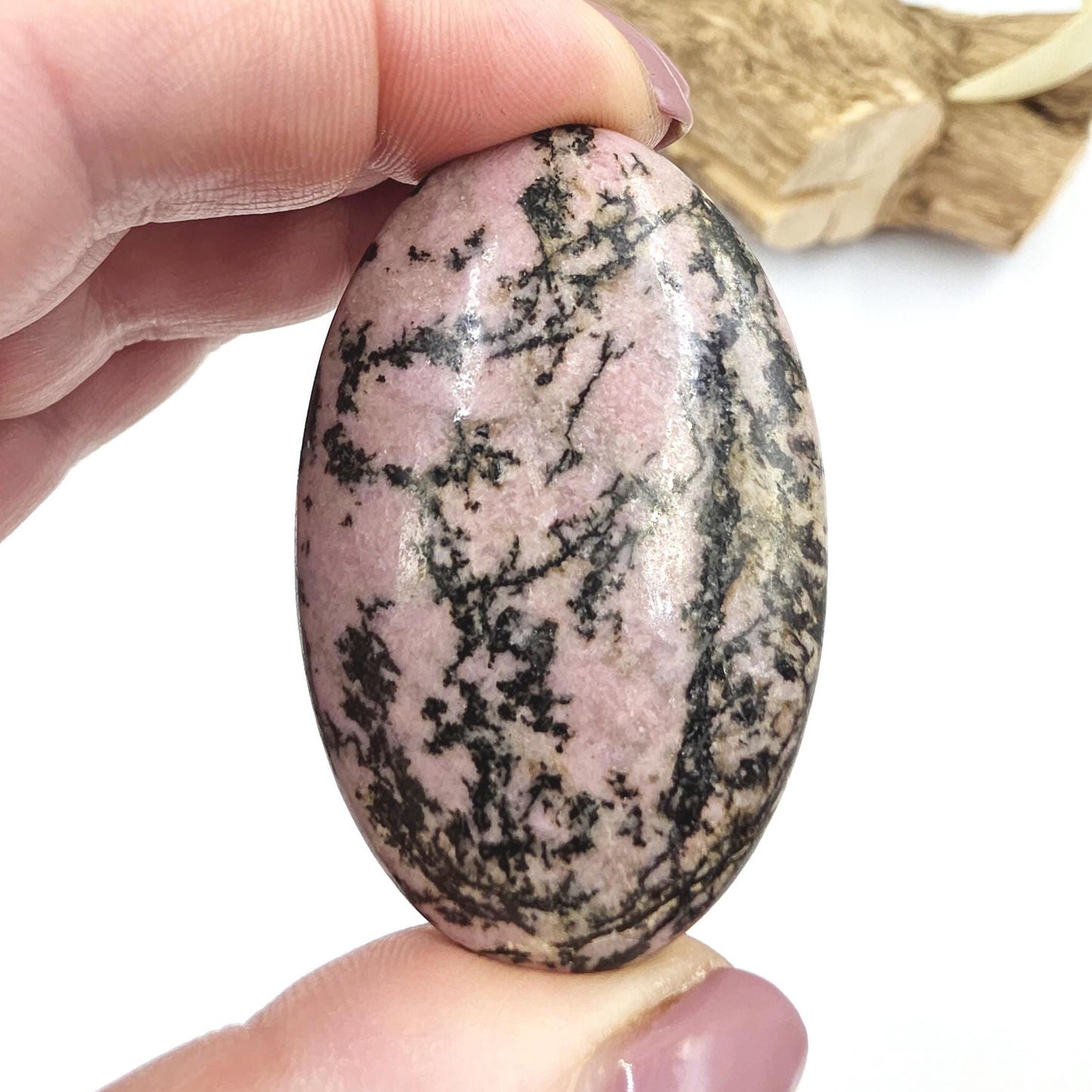 Rhodonite Palm Stone – Emotional Healing, Compassion & Grounded Heart Support Crystal, 55g