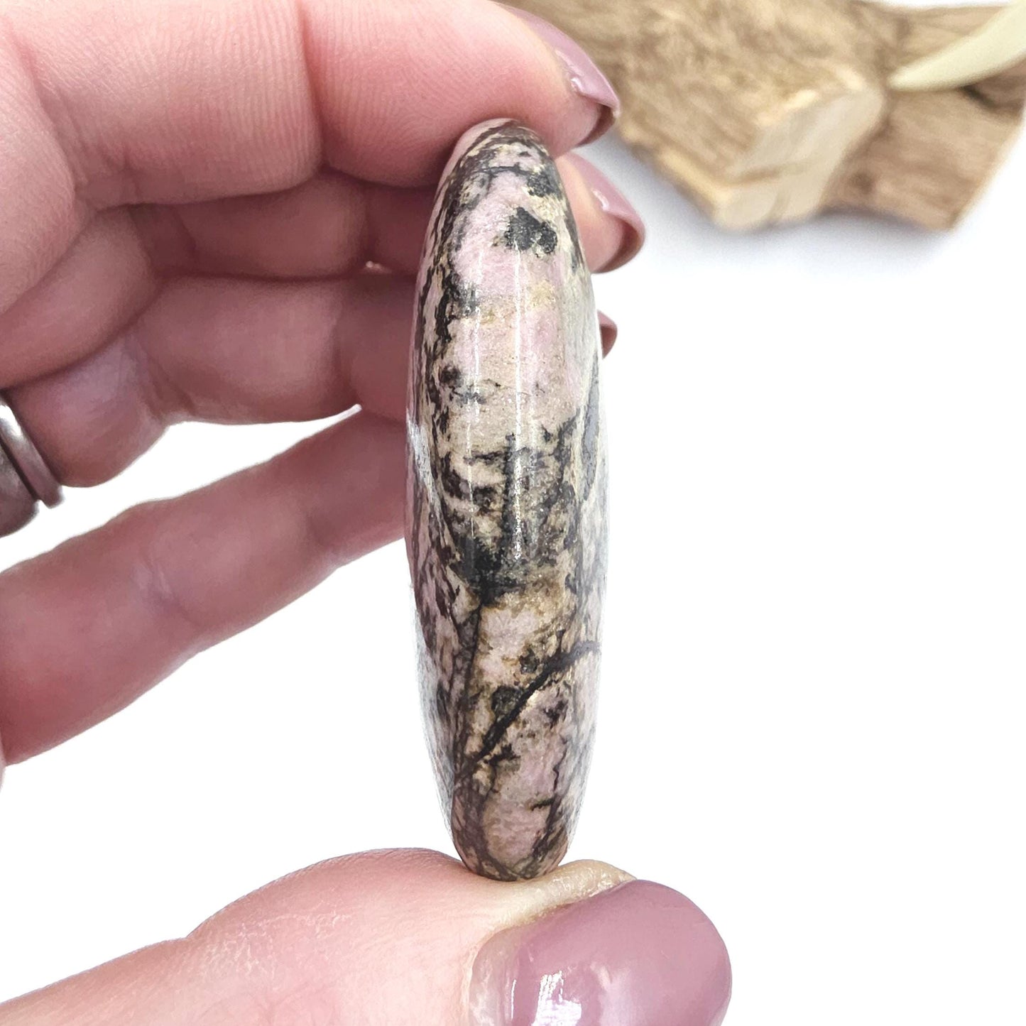 Rhodonite Palm Stone – Emotional Healing, Compassion & Grounded Heart Support Crystal, 55g