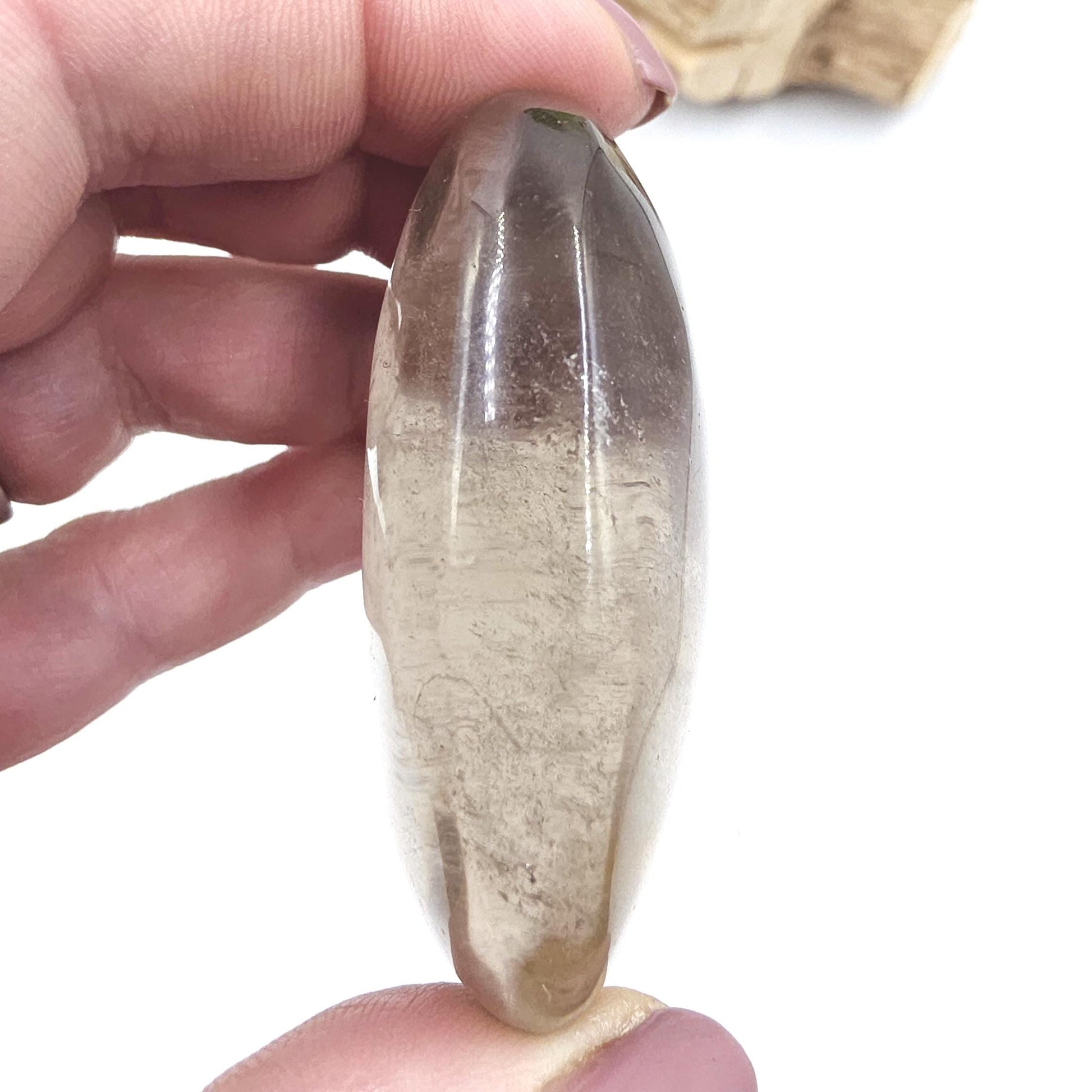 Smoky Quartz Palm Stone with Golden Healer Inclusions – Grounding & Healing Crystal, 80g