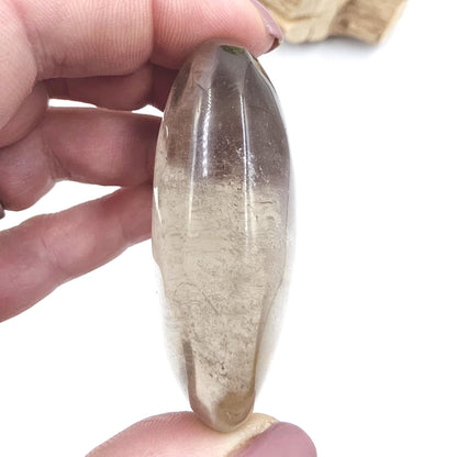 Smoky Quartz Palm Stone with Golden Healer Inclusions – Grounding & Healing Crystal, 80g