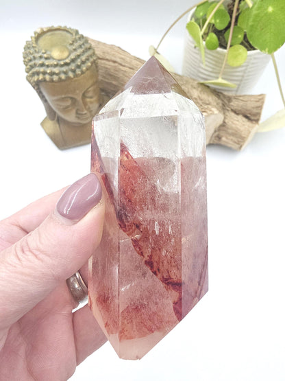 Madagascan Fire Quartz Tower – Confidence, Grounding & Healing Crystal, 270g