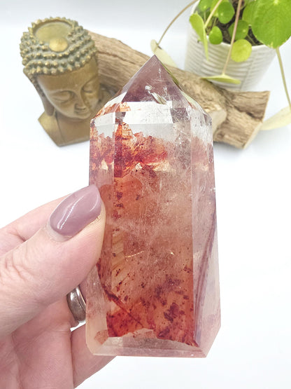 Madagascan Fire Quartz Tower – Confidence, Grounding & Healing Crystal, 270g