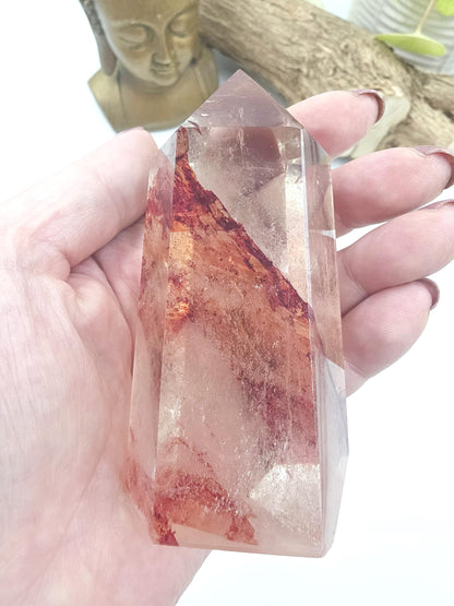 Madagascan Fire Quartz Tower – Confidence, Grounding & Healing Crystal, 270g