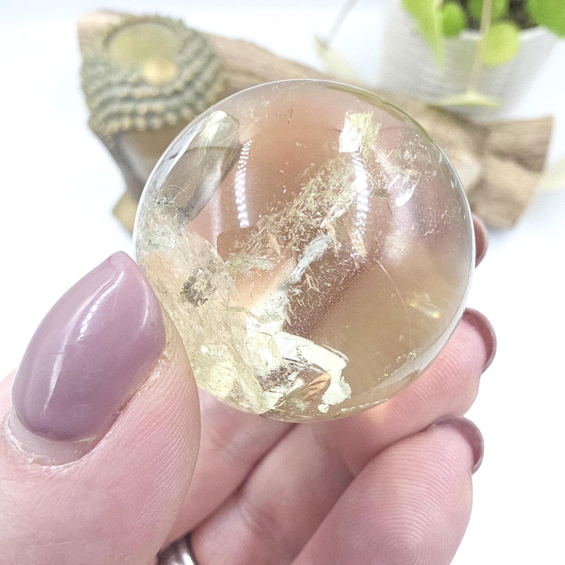Discounted Citrine Sphere with Large Rainbows – Abundance & Positive Energy Crystal, 37mm
