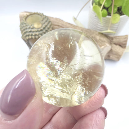 Discounted Citrine Sphere with Large Rainbows – Abundance & Positive Energy Crystal, 37mm