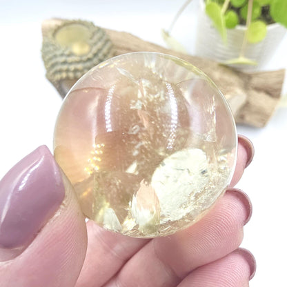 Discounted Citrine Sphere with Large Rainbows – Abundance & Positive Energy Crystal, 37mm