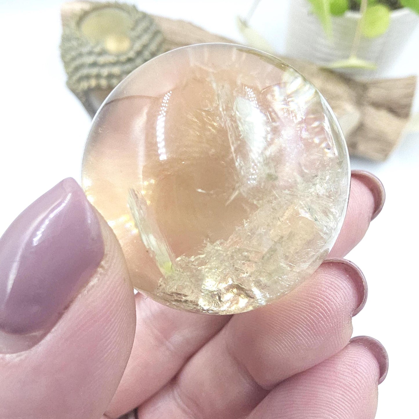 Discounted Citrine Sphere with Large Rainbows – Abundance & Positive Energy Crystal, 37mm