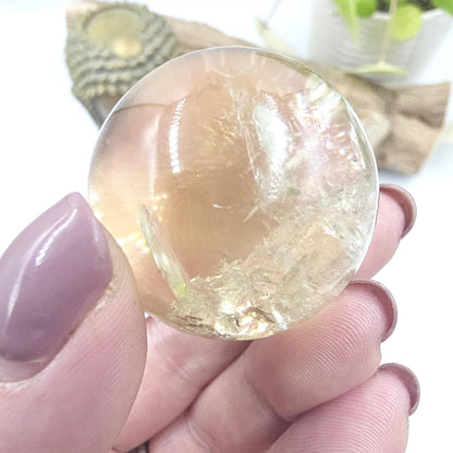 Discounted Citrine Sphere with Large Rainbows – Abundance & Positive Energy Crystal, 37mm