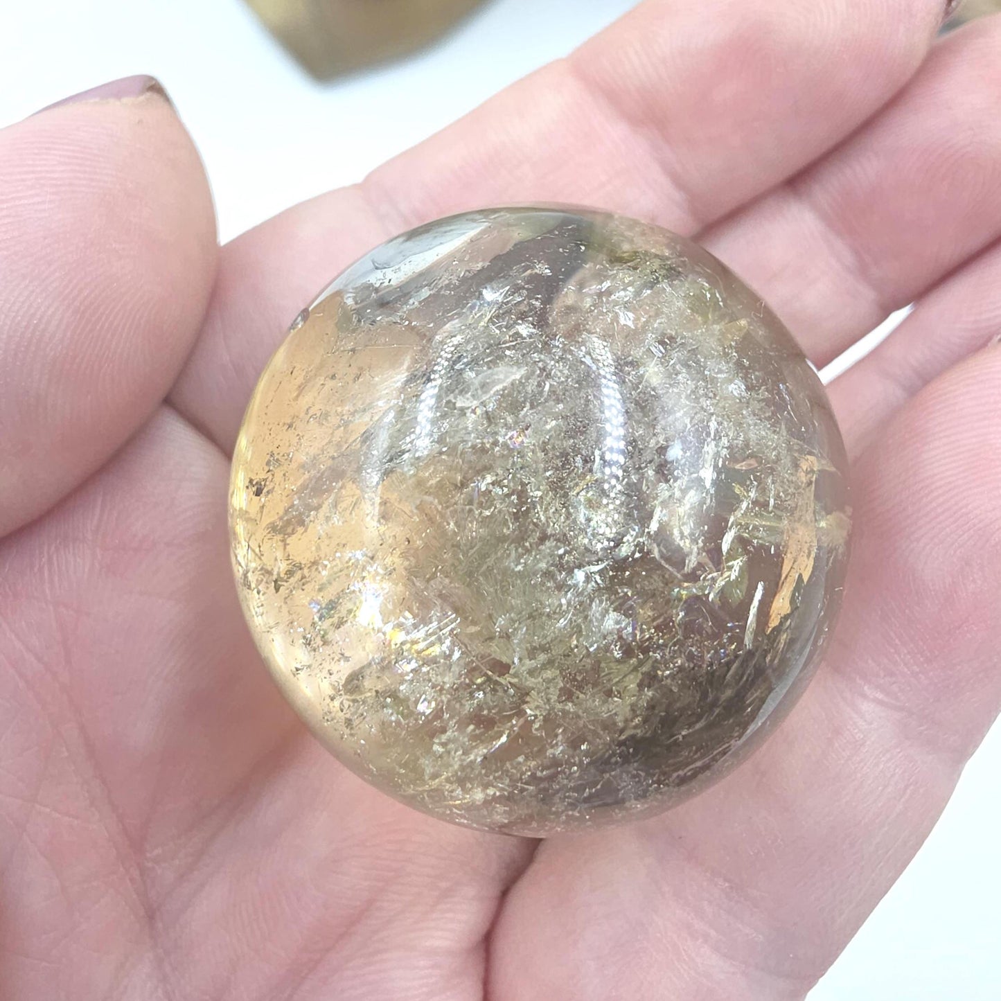 Discounted Citrine Sphere with Large Rainbows – Abundance & Positive Energy Crystal, 37mm