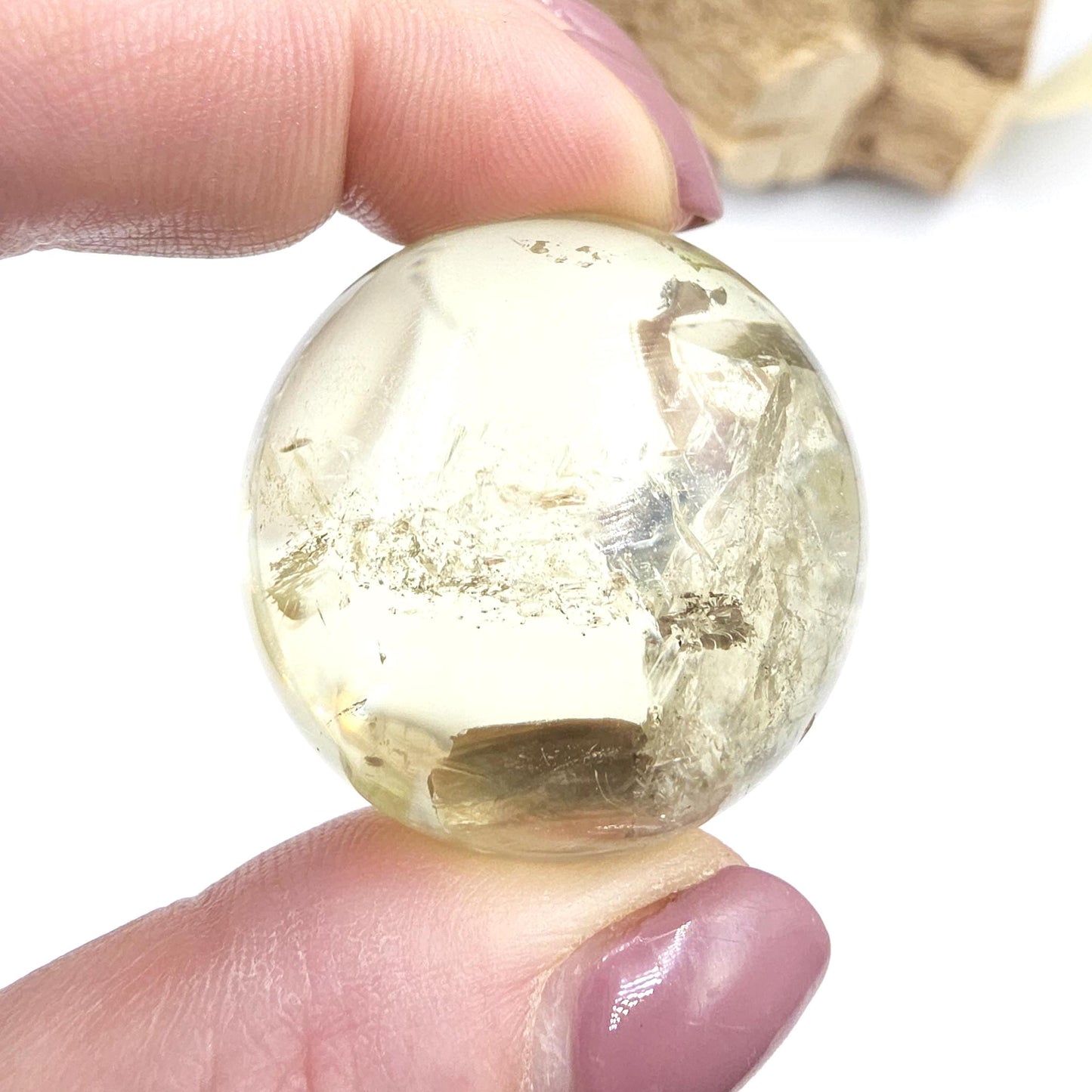 Discounted Citrine Sphere with Large Rainbows – Abundance & Positive Energy Crystal, 37mm
