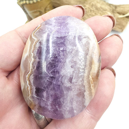 Amethyst Agate Palm Stone – Calm, Protection & Spiritual Healing Crystal, 70g