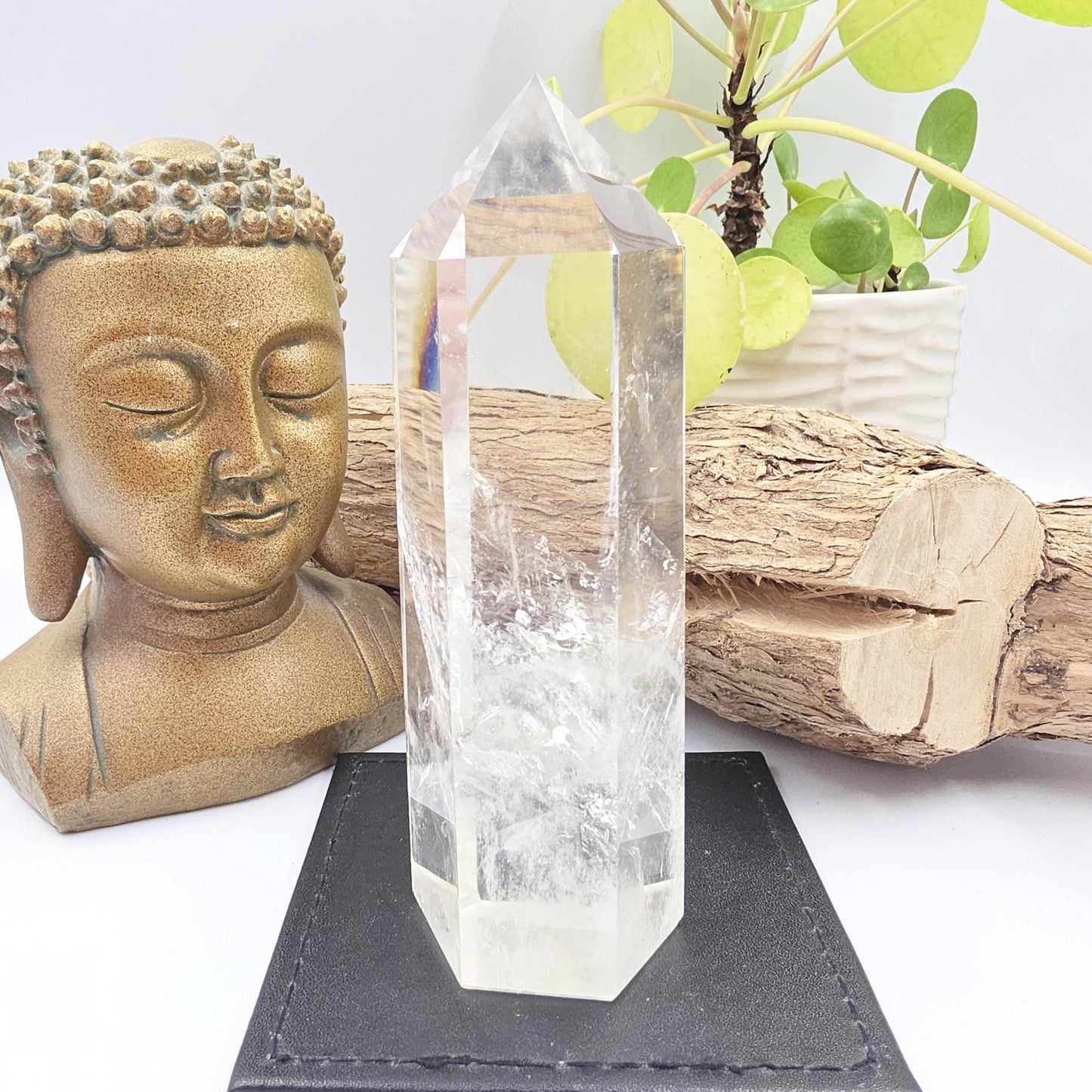 Large High Grade Clear Quartz Tower with Blue Needle Inclusions – Clarity & Spiritual Awareness Crystal, 465g
