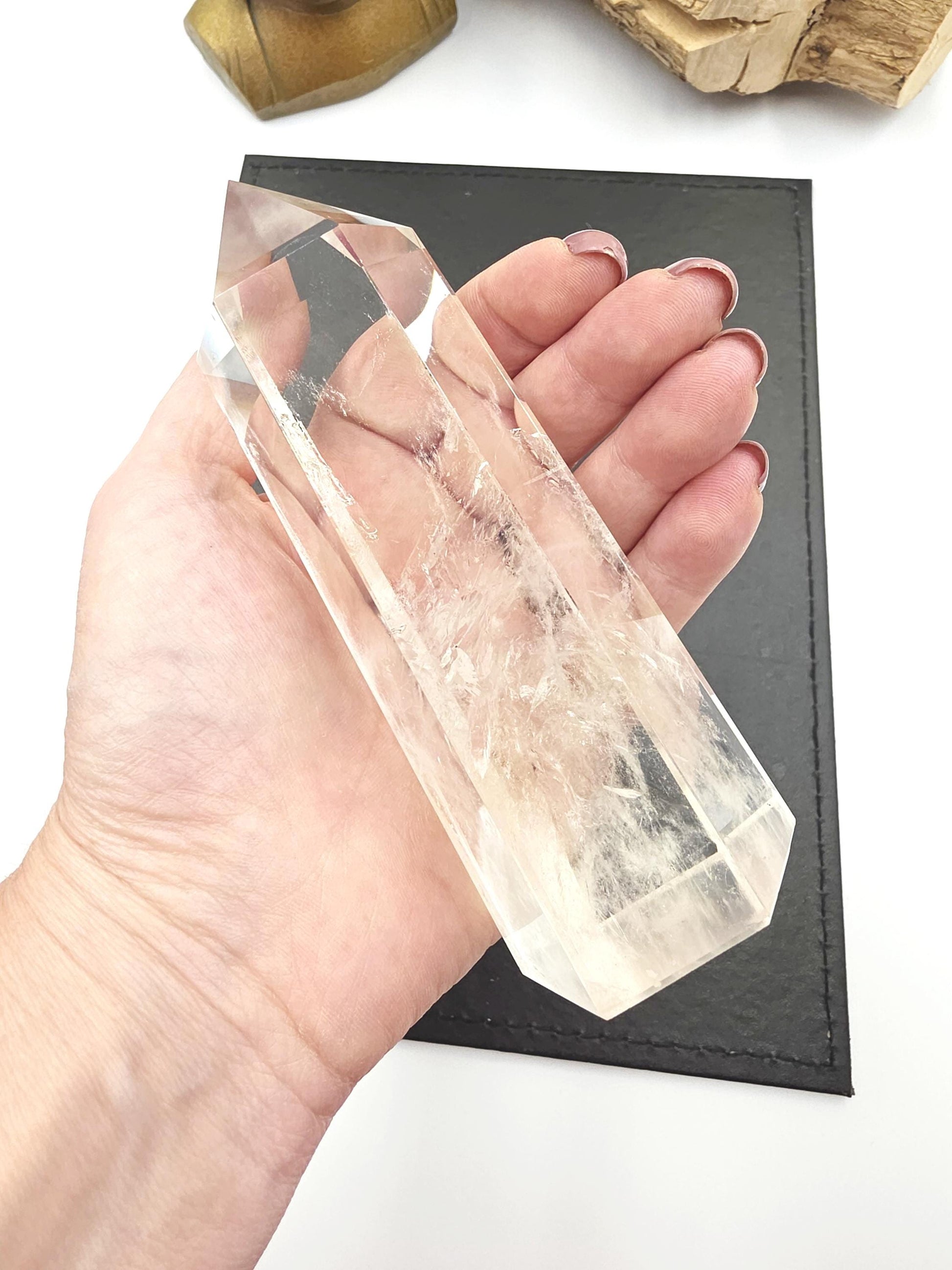 Large High Grade Clear Quartz Tower with Blue Needle Inclusions – Clarity & Spiritual Awareness Crystal, 465g