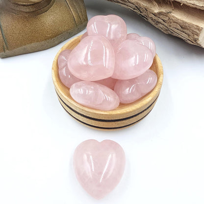 High Grade Rose Quartz Crystal Hearts – Love, Healing & Heart Chakra Crystal, 30mm