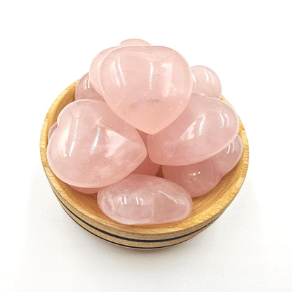 High Grade Rose Quartz Crystal Hearts – Love, Healing & Heart Chakra Crystal, 30mm