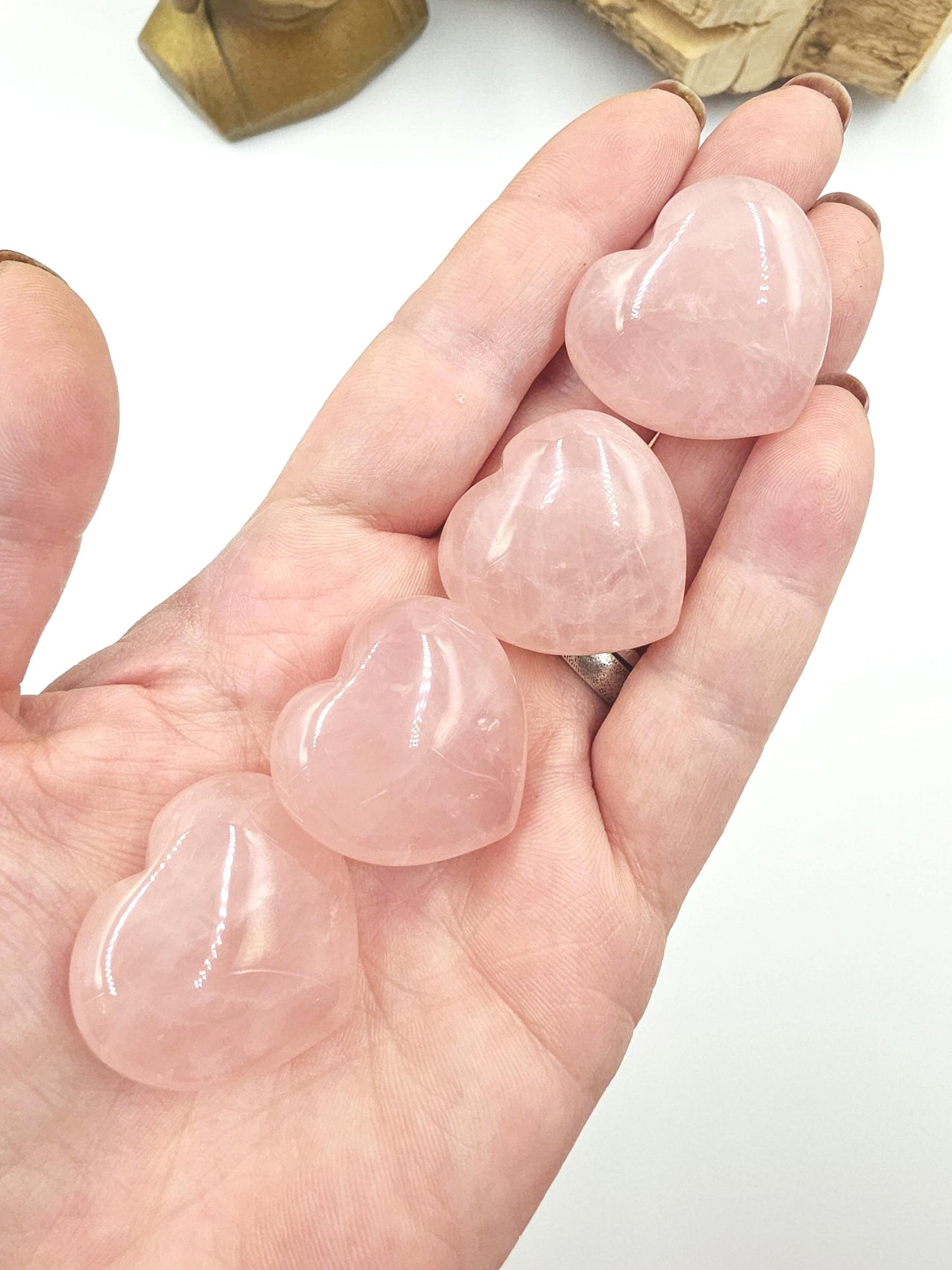 High Grade Rose Quartz Crystal Hearts – Love, Healing & Heart Chakra Crystal, 30mm