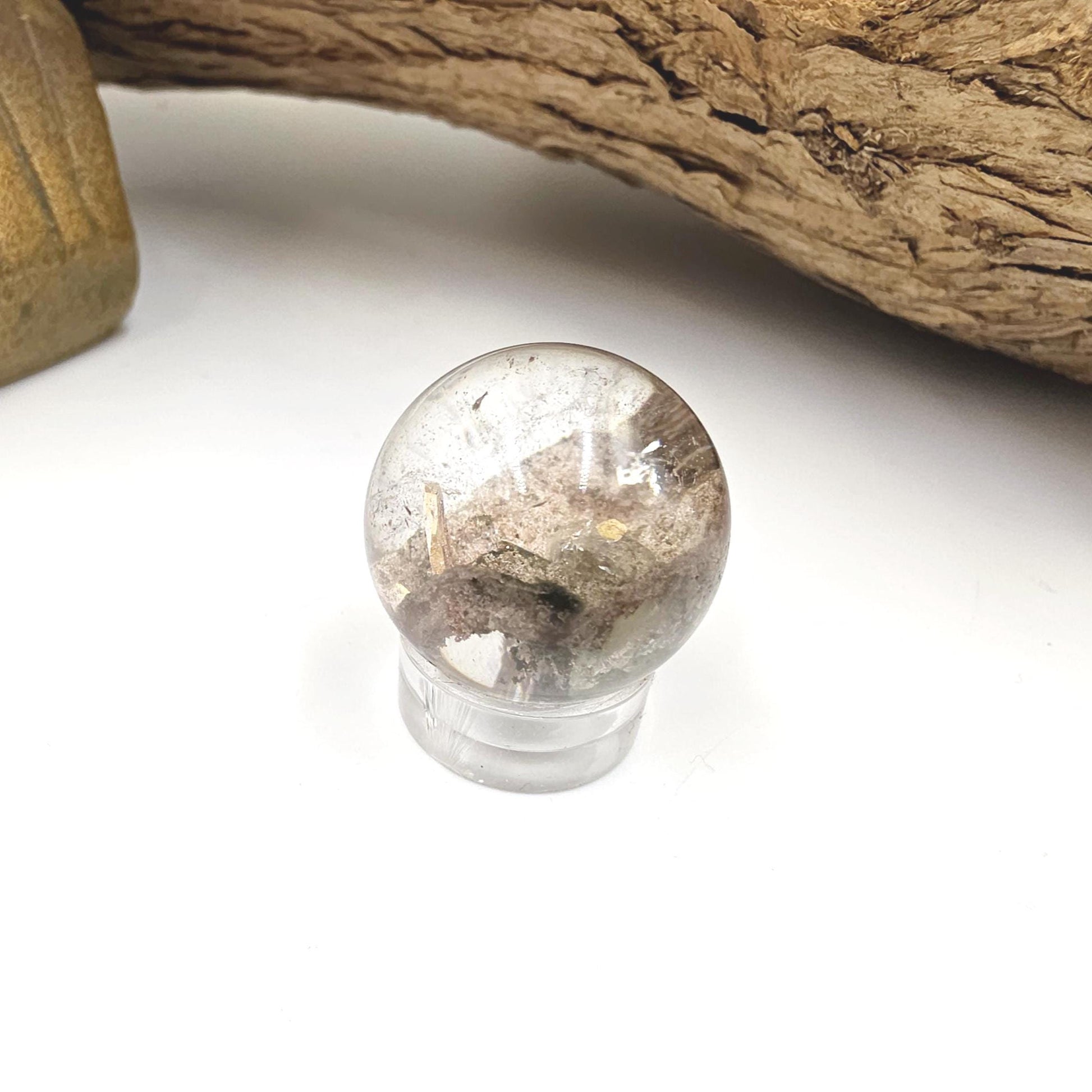 High Grade Garden Quartz (Lodolite) Mini Sphere with internal structure – Transformation & Spiritual Growth Crystal - 21mm