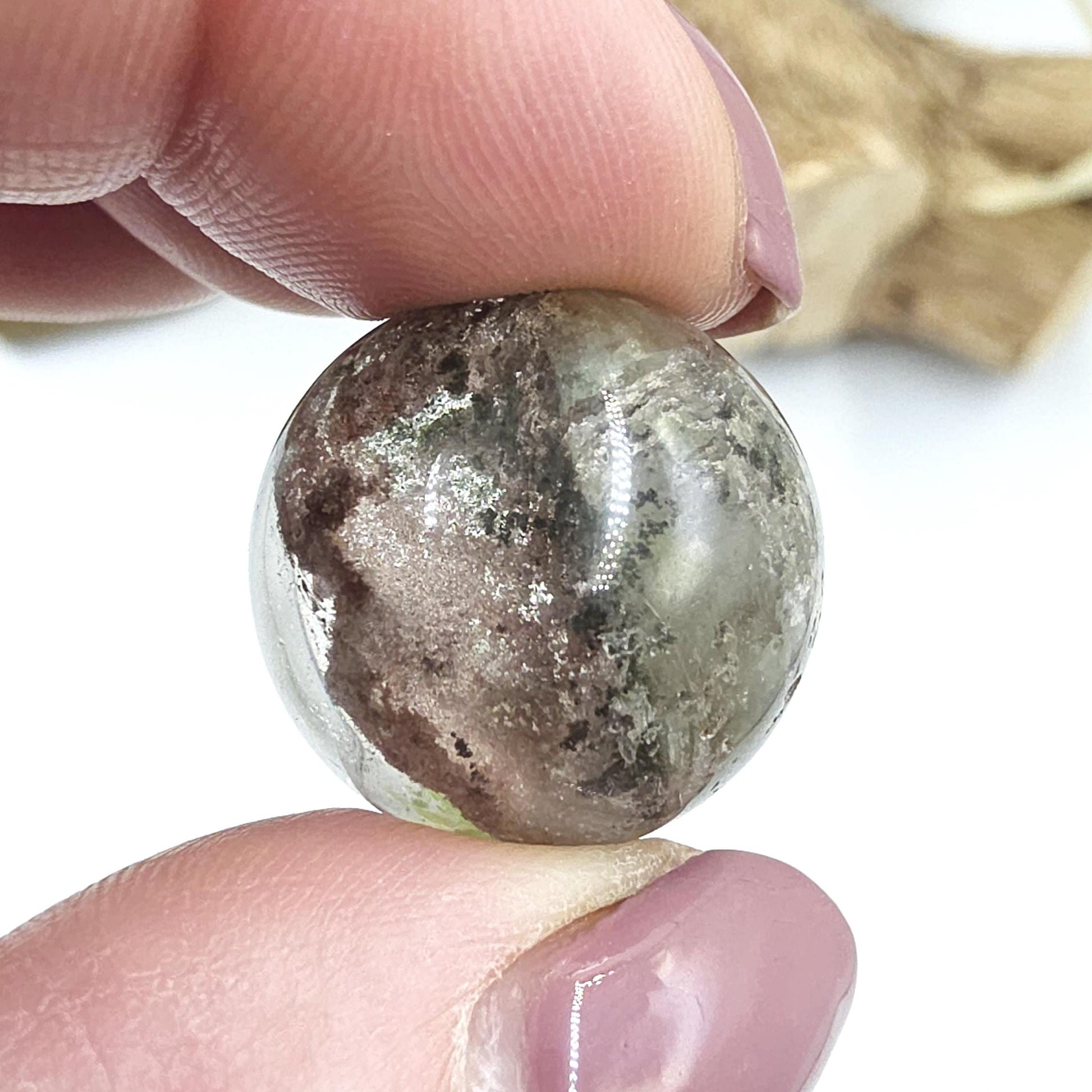 High Grade Garden Quartz (Lodolite) Mini Sphere with internal structure – Transformation & Spiritual Growth Crystal - 21mm
