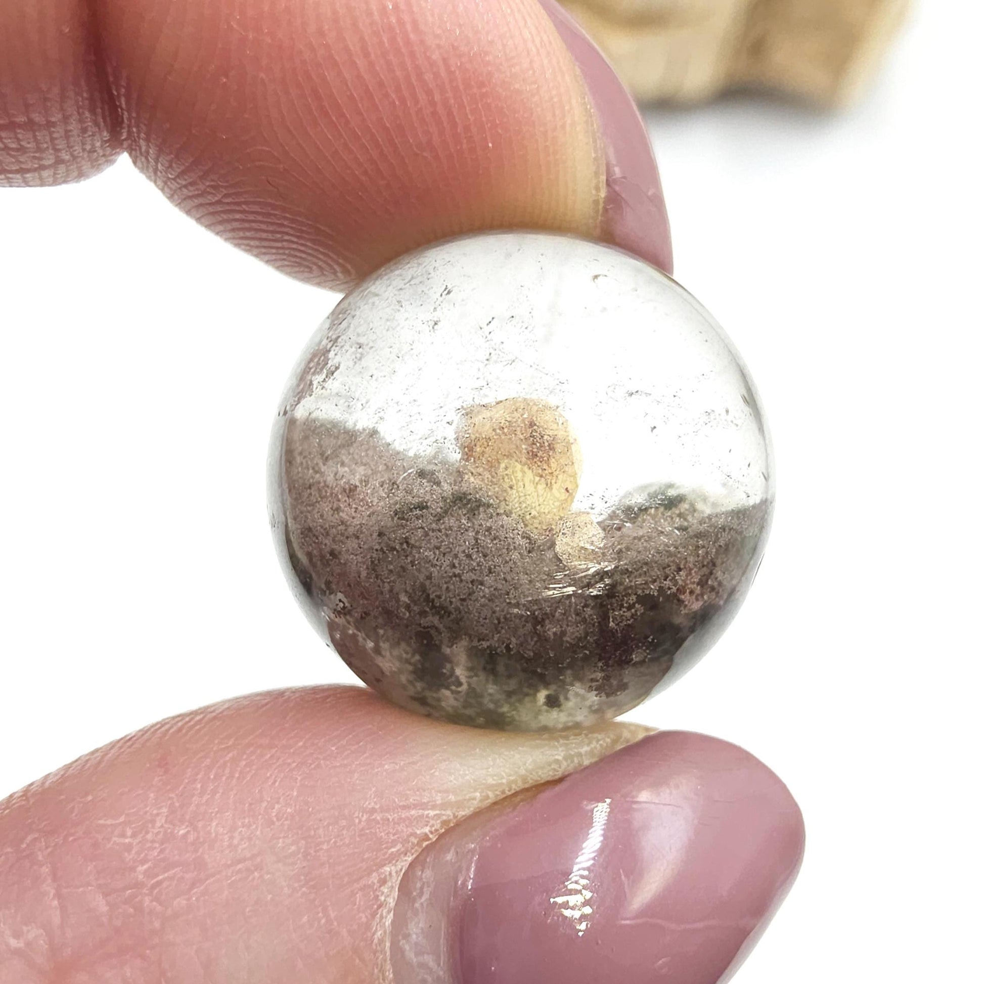 High Grade Garden Quartz (Lodolite) Mini Sphere with internal structure – Transformation & Spiritual Growth Crystal - 21mm