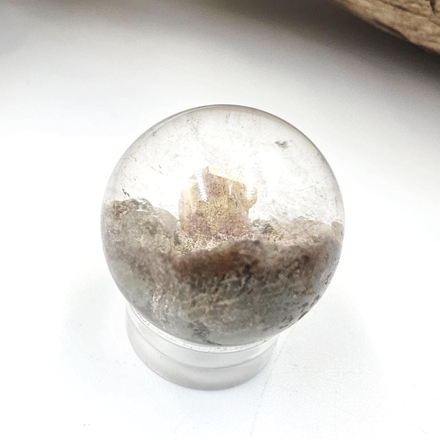 High Grade Garden Quartz (Lodolite) Mini Sphere with internal structure – Transformation & Spiritual Growth Crystal - 21mm