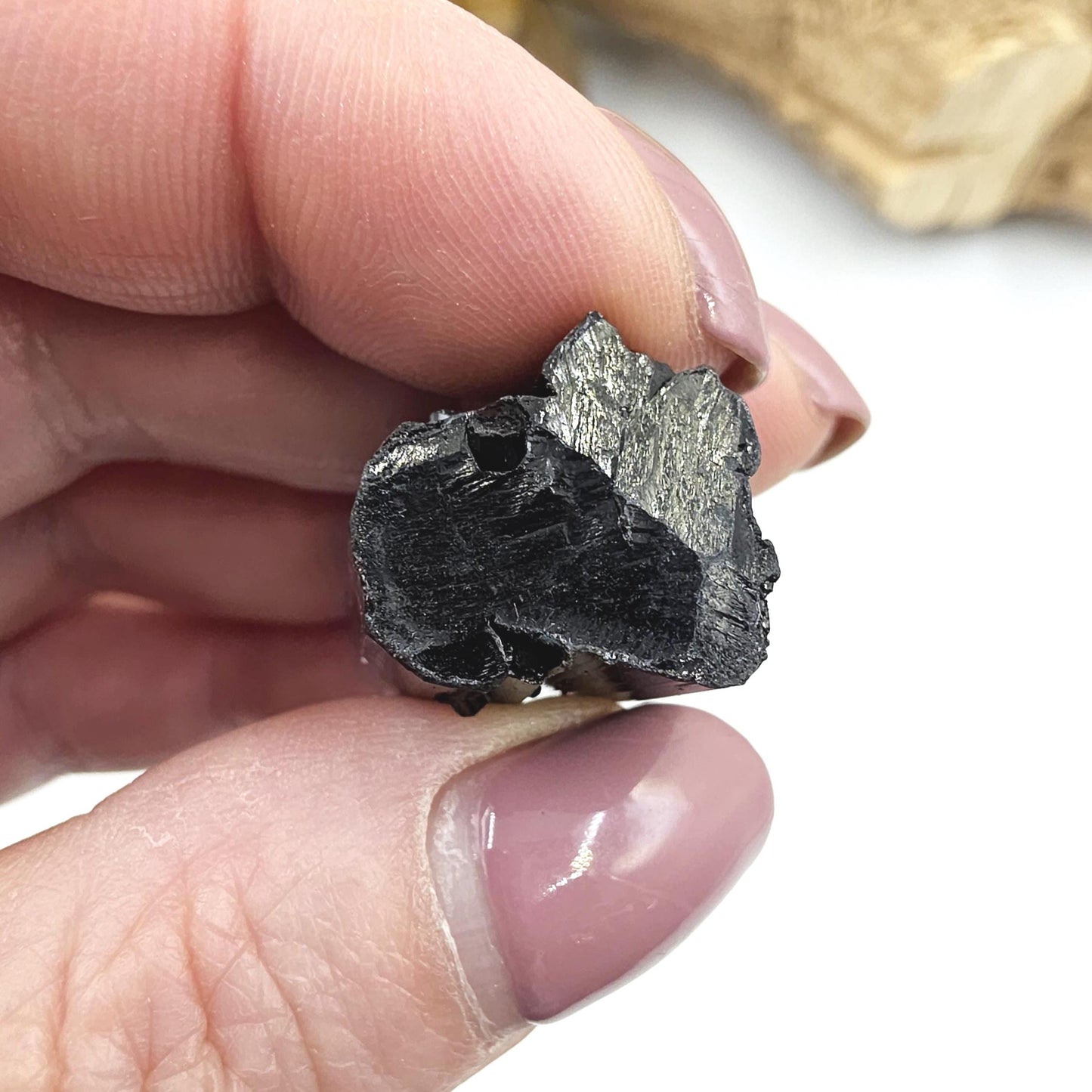Mini Black Tourmaline Piece – High Grade Raw Crystal for Jewellery Making, Protection & Grounding, 17g