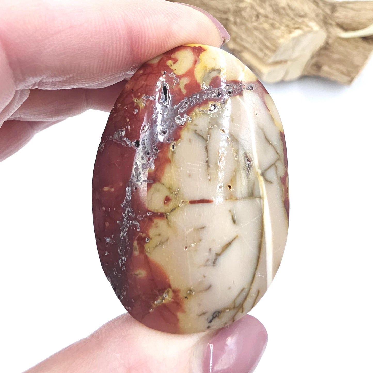 Mookaite Jasper Palm Stone – Strength, Grounding & Emotional Balance Crystal, 65g