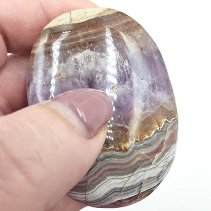 Large Amethyst Agate Palm Stone – Calm, Protection & Spiritual Healing Crystal, 130g