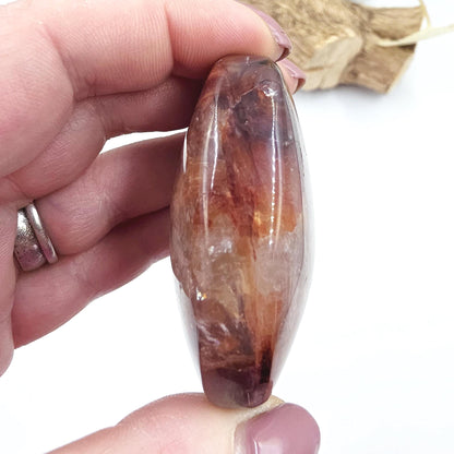 Fire Quartz (Hematoid) Palm Stone with strong rainbows – Confidence & Grounding Crystal, 100g