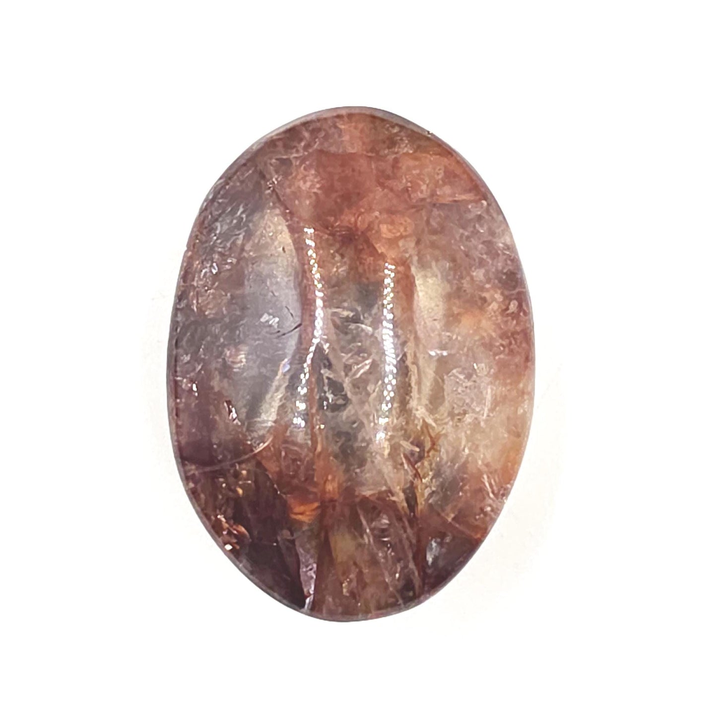 Fire Quartz (Hematoid) Palm Stone with strong rainbows – Confidence & Grounding Crystal, 100g