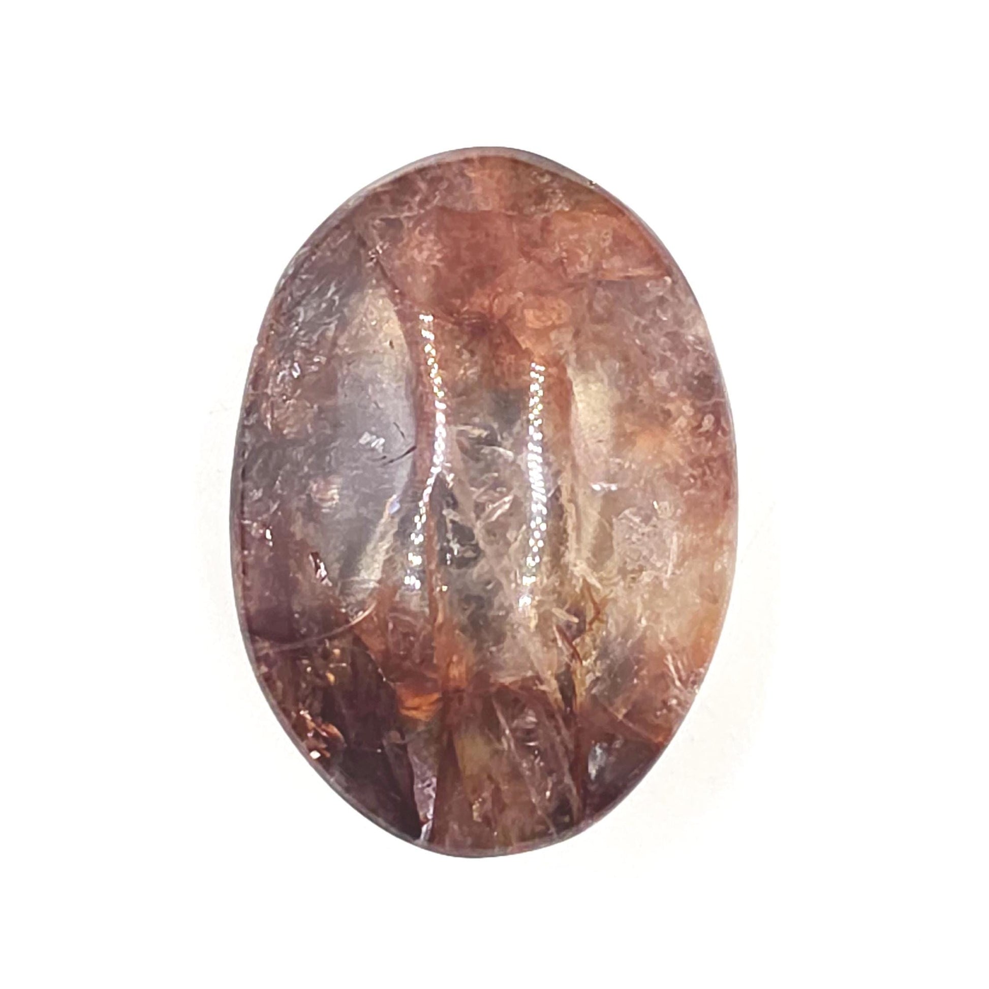 Fire Quartz (Hematoid) Palm Stone with strong rainbows – Confidence & Grounding Crystal, 100g
