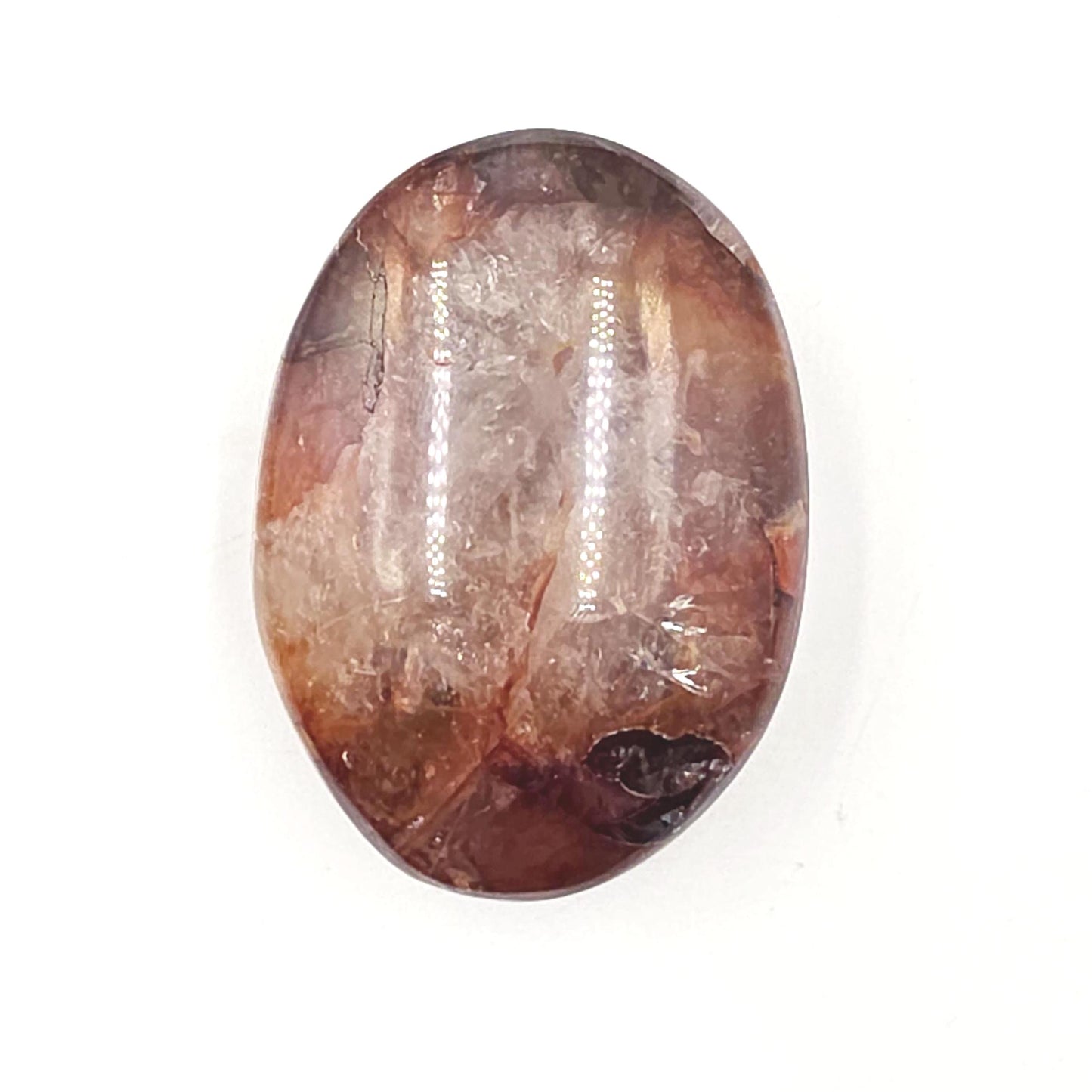 Fire Quartz (Hematoid) Palm Stone with strong rainbows – Confidence & Grounding Crystal, 100g