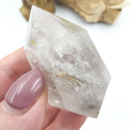 Enhydro Double Terminated Quartz with Moving Bubbles – Rare Transformation Crystal, 85g