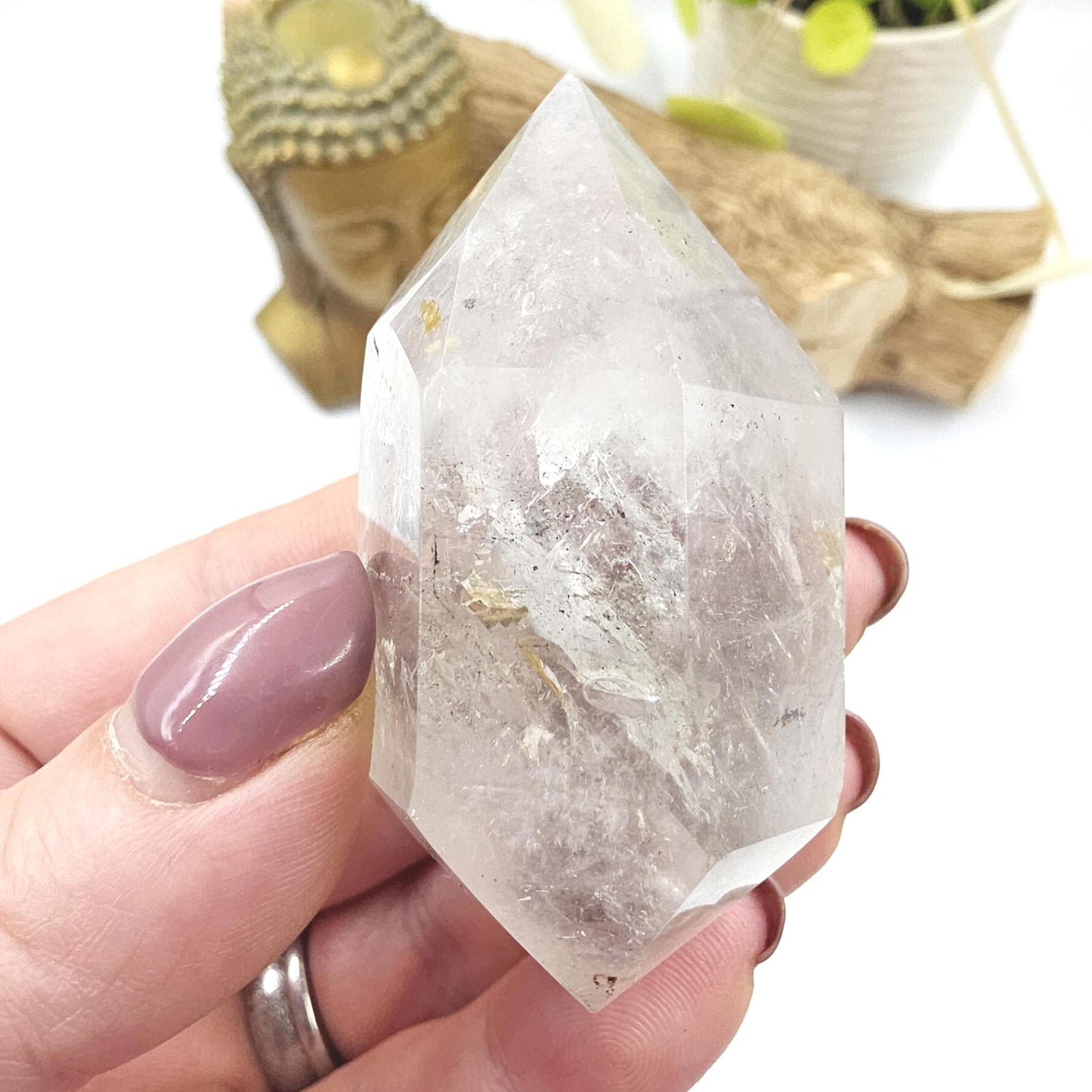 Enhydro Double Terminated Quartz with Moving Bubbles – Rare Transformation Crystal, 85g
