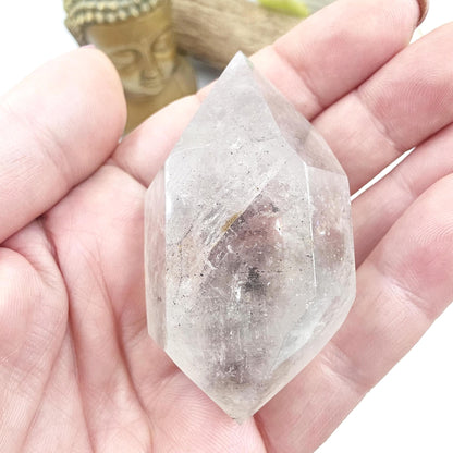 Enhydro Double Terminated Quartz with Moving Bubbles – Rare Transformation Crystal, 85g