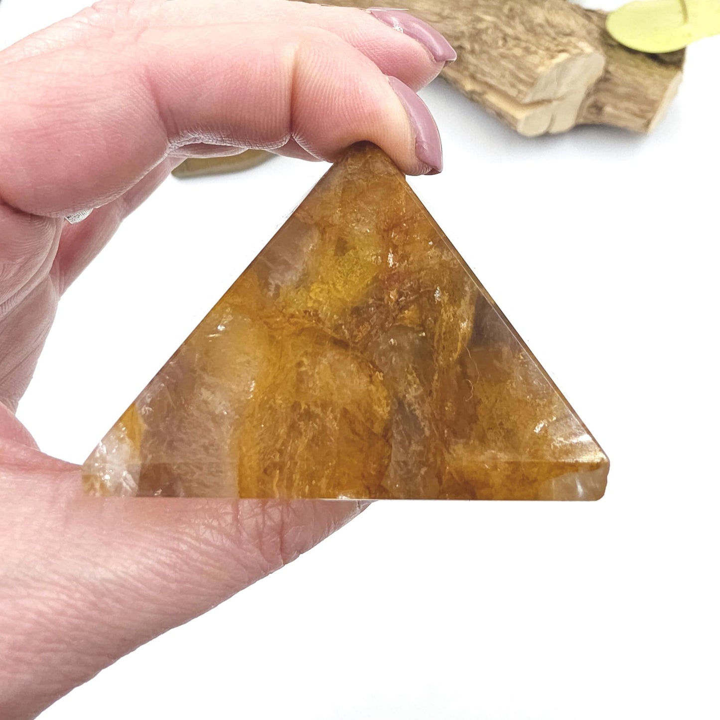 Golden Healer Pyramid – Healing, Balance & High Vibrational Quartz Crystal, 165g