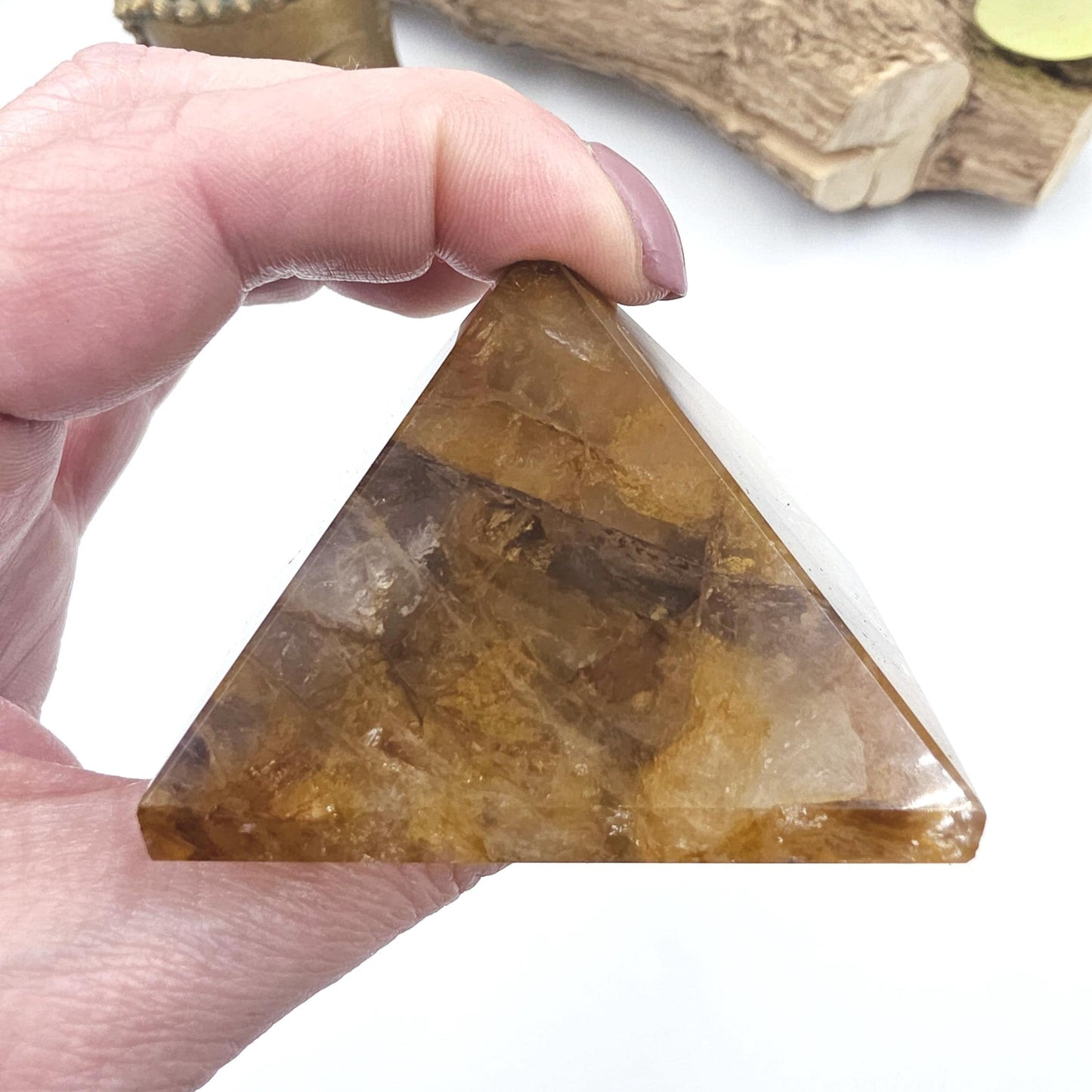 Golden Healer Pyramid – Healing, Balance & High Vibrational Quartz Crystal, 165g