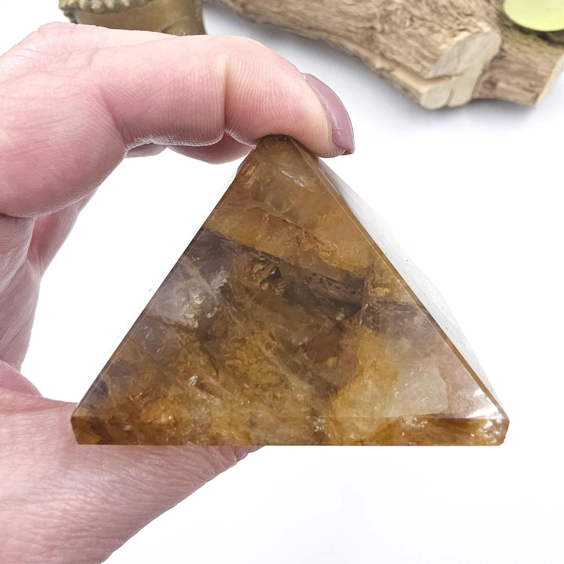 Golden Healer Pyramid – Healing, Balance & High Vibrational Quartz Crystal, 165g